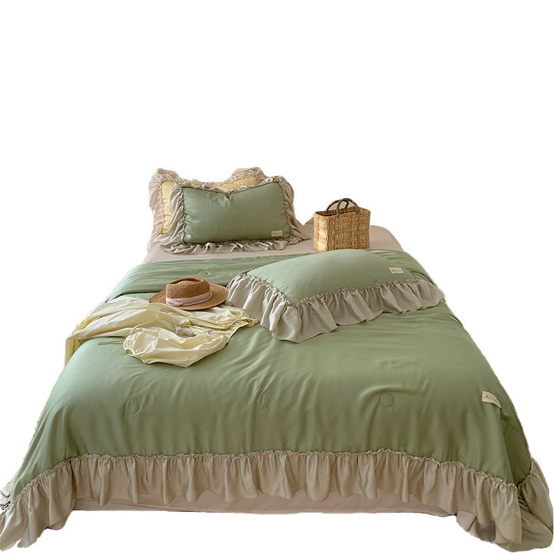 French Lotus Leaf Girl Ins Ice Silk Four-piece Set