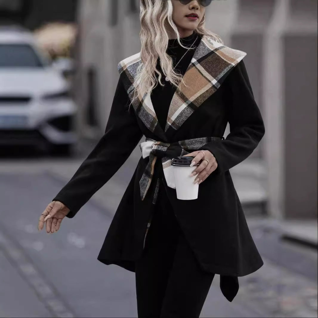 PlaidAura Lace-Up Trench