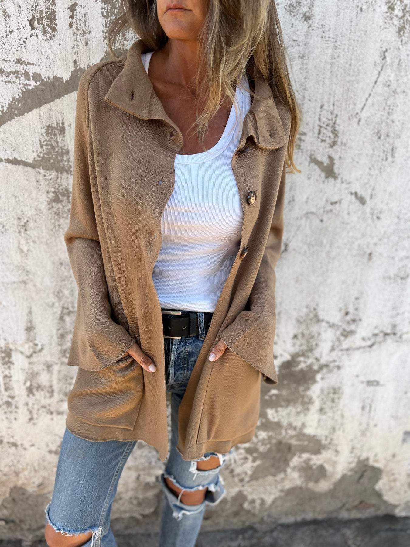 Women's Lapel Long Sleeve Cardigan Jacket Women