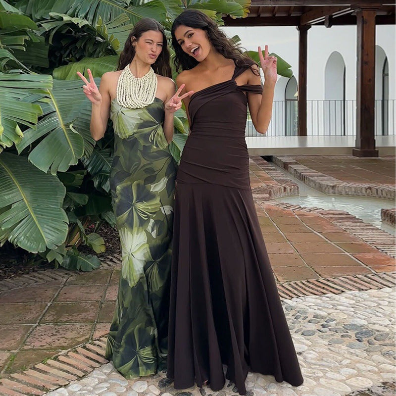Solstice Elegance Cold-Shoulder Dress