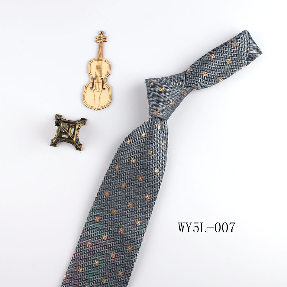 Business Clothing Tie Factory Wholesale Men's Trendy Striped Jacquard Polyester Silk Tie Work Workplace Amazon