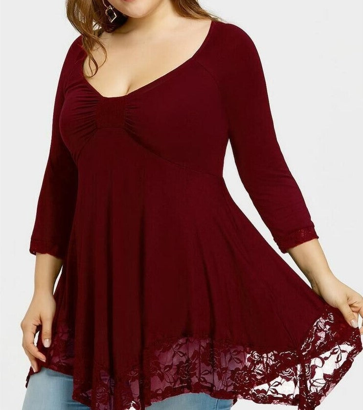 Loose Milk Silk Women's Lace Stitching Dress