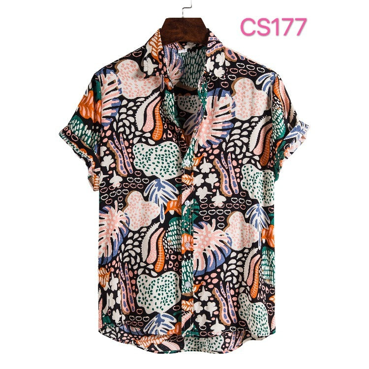 Style Silk Cotton Short-sleeved Lapel Shirt