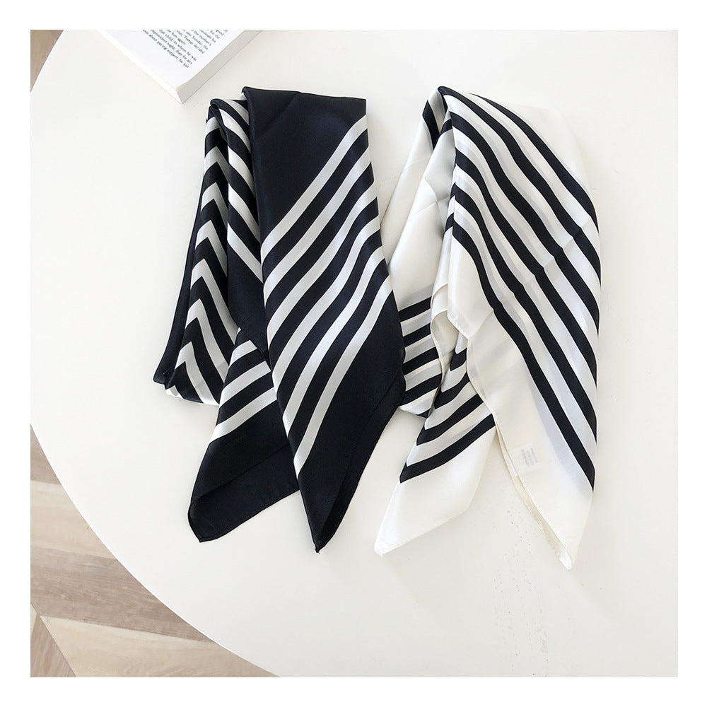 Fashion Simple Striped Silk Lady Scarf Shawl