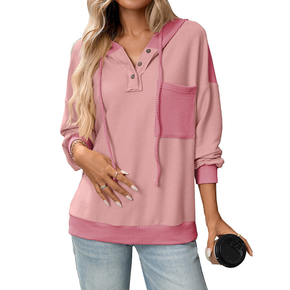 TwistAura Contrast Hooded Sweater