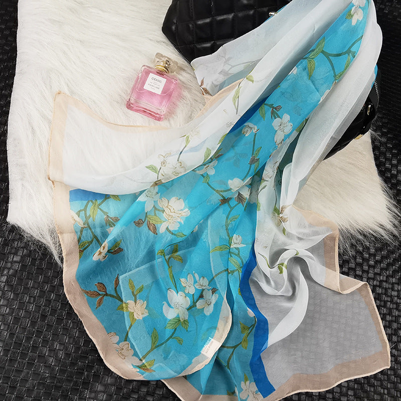 Summer Women's Sunscreen Long Silk Scarf