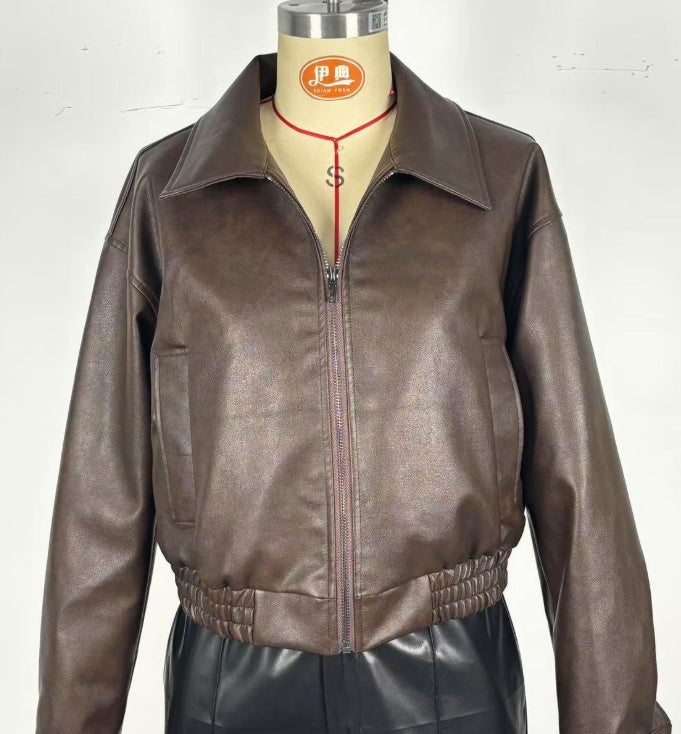 VintageAura Longline Leather Jacket