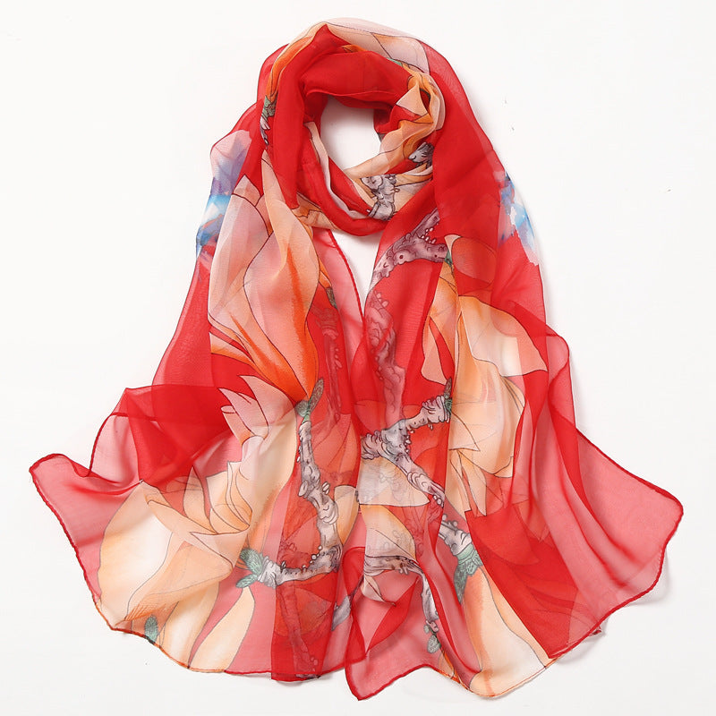 Summer Sunscreen Simulation Silk Beach Towel All-match Scarf