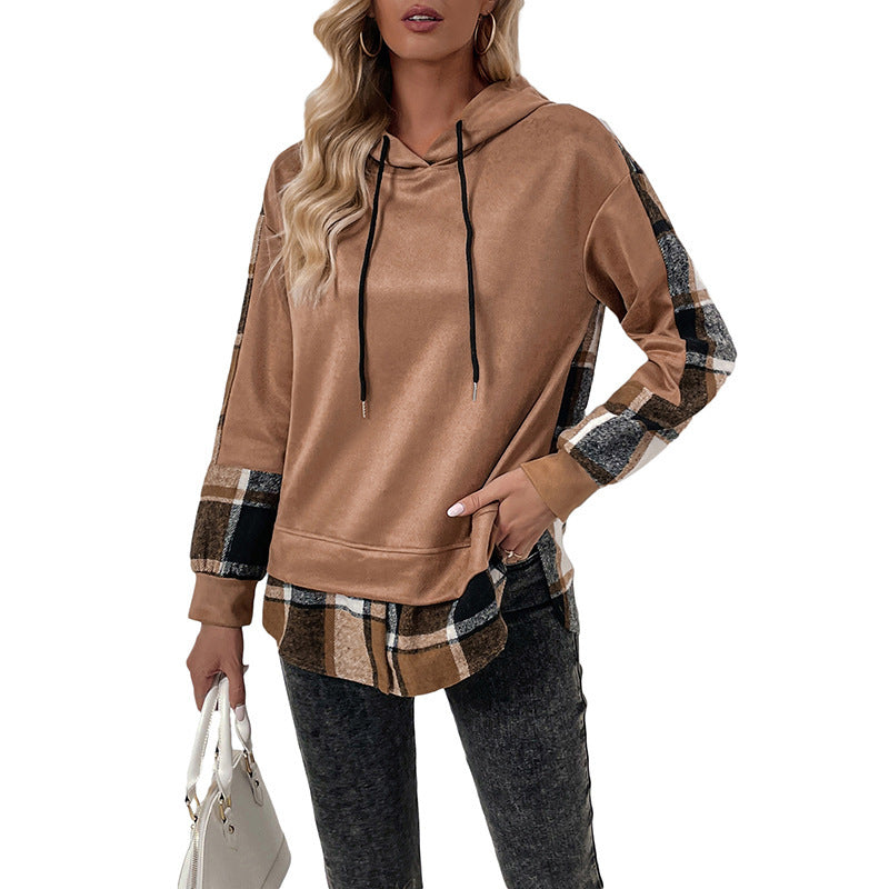 EuroChic Plaid Velvet Padded Hoodie