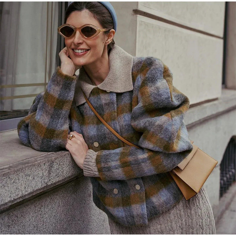 RetroGrid Contrast Check Coat