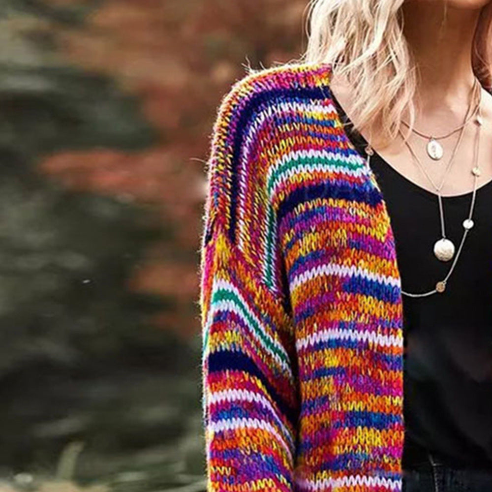 StripeHaven Wool Knit Cardigan Jacket