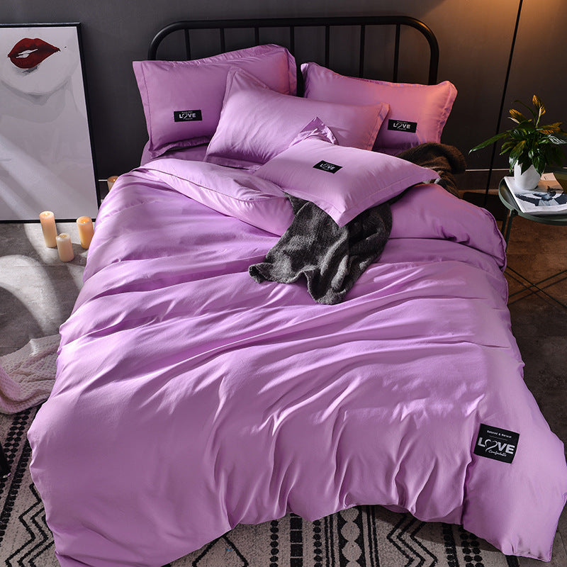 Simple washed cotton silk four piece set