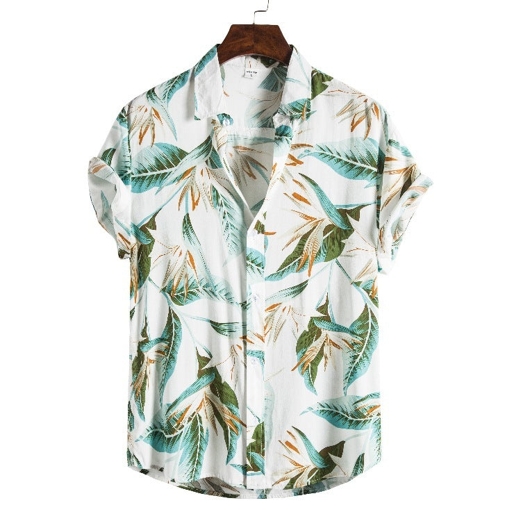 Style Silk Cotton Short-sleeved Lapel Shirt