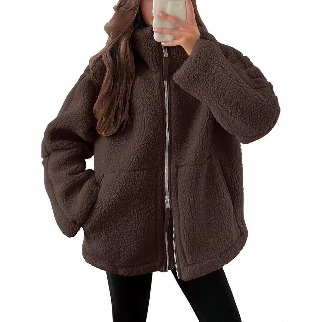 CozyLuxe Zip-Up Fleece Coat