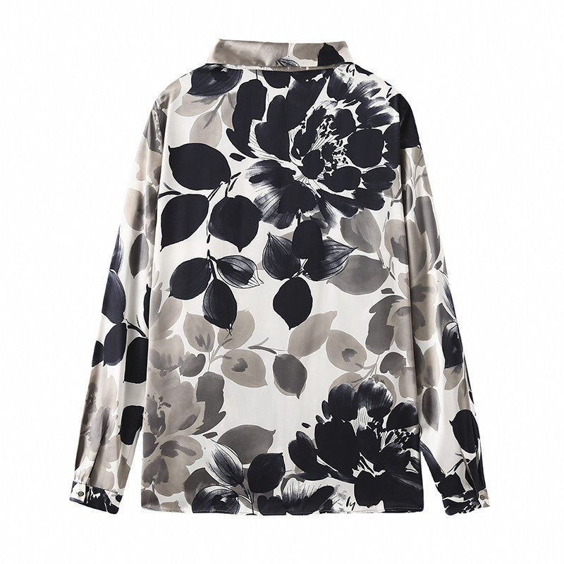 Loose Silk Satin Textured Shirt For Women