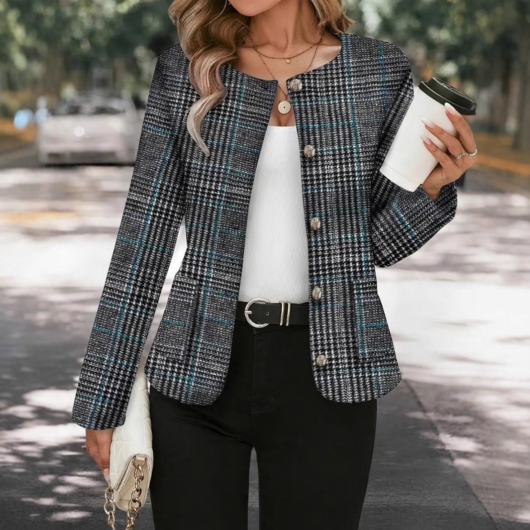 RegaliaPlaid Woolen Pocket Jacket
