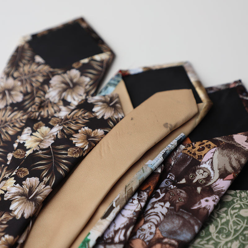Casual Trendy Vintage Printed Silk Tie For Men