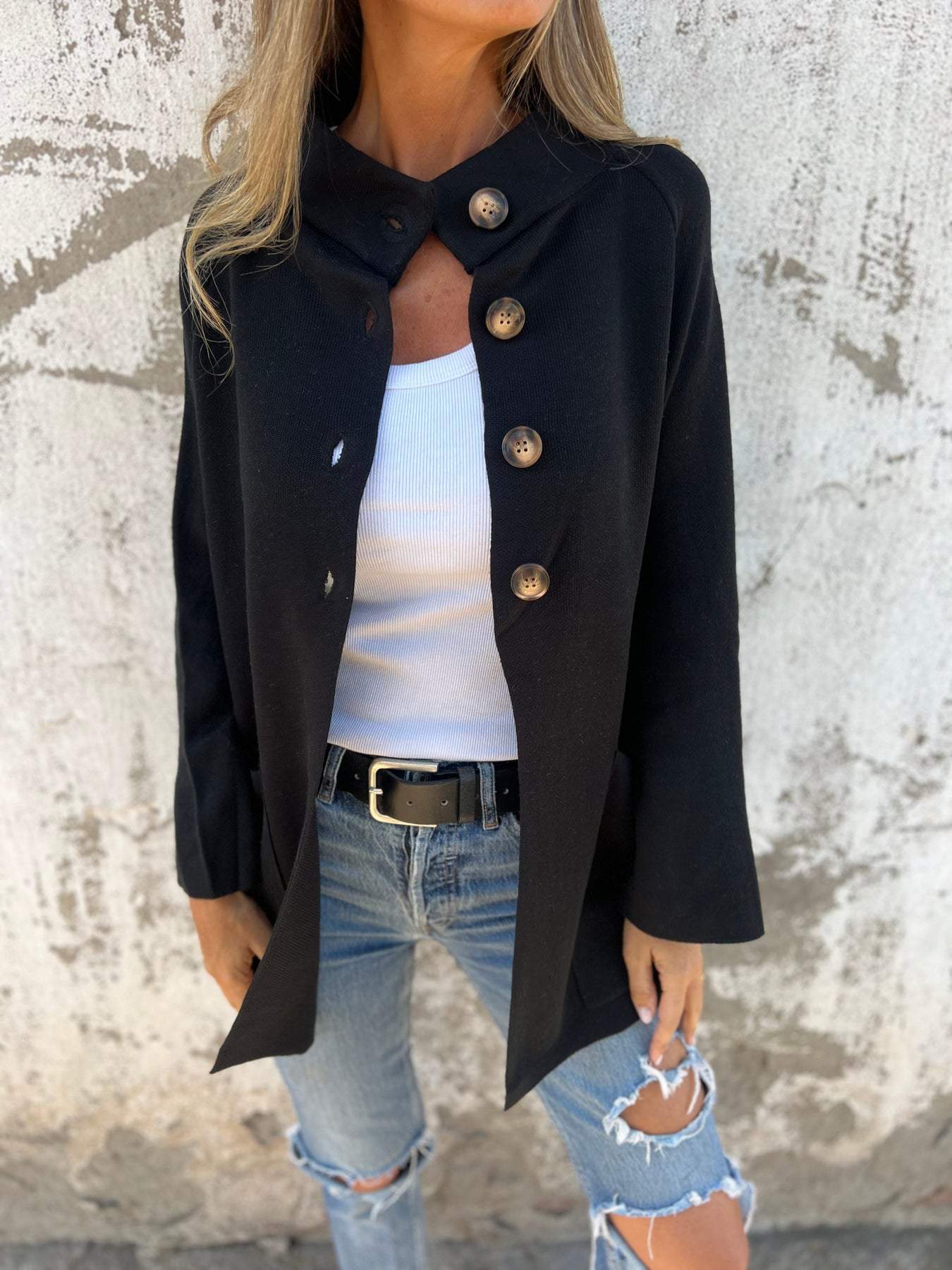Women's Lapel Long Sleeve Cardigan Jacket Women