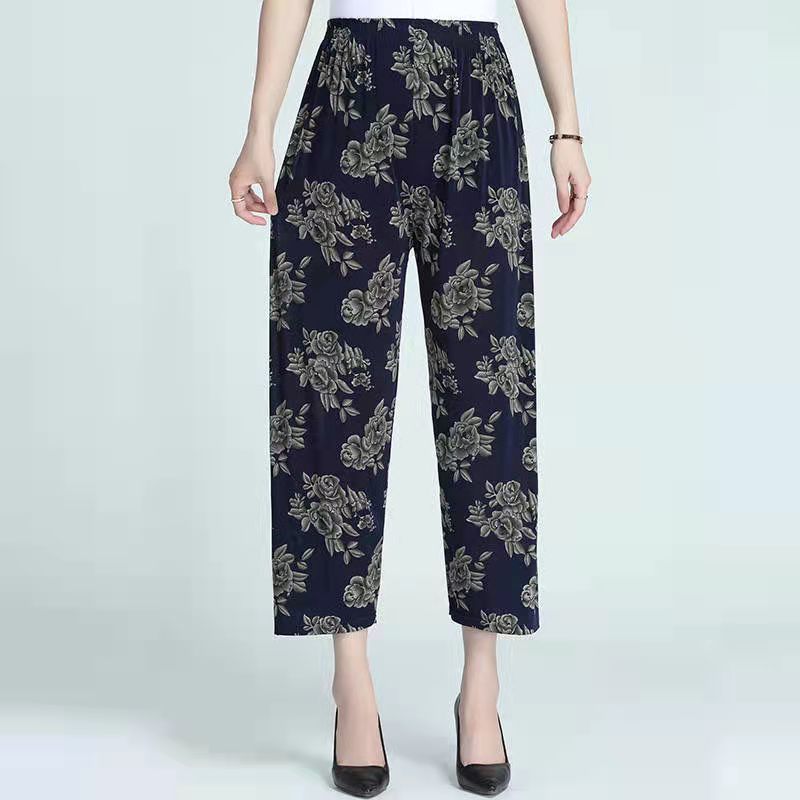 Women's Fashion Loose Casual Ice Silk Stretch Nine-quarter Pants