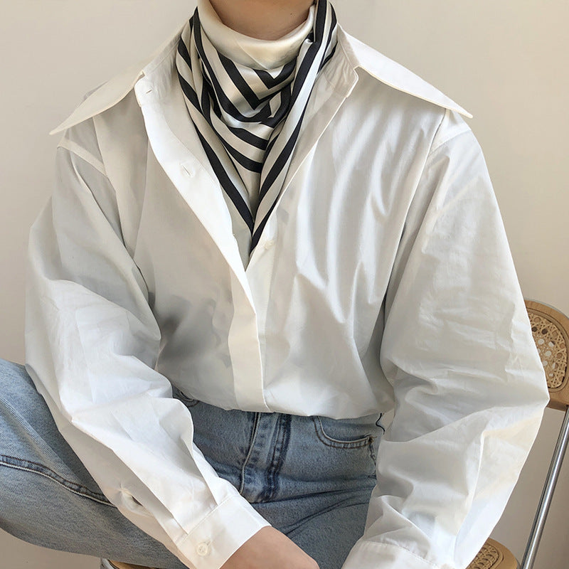 Fashion Simple Striped Silk Lady Scarf Shawl