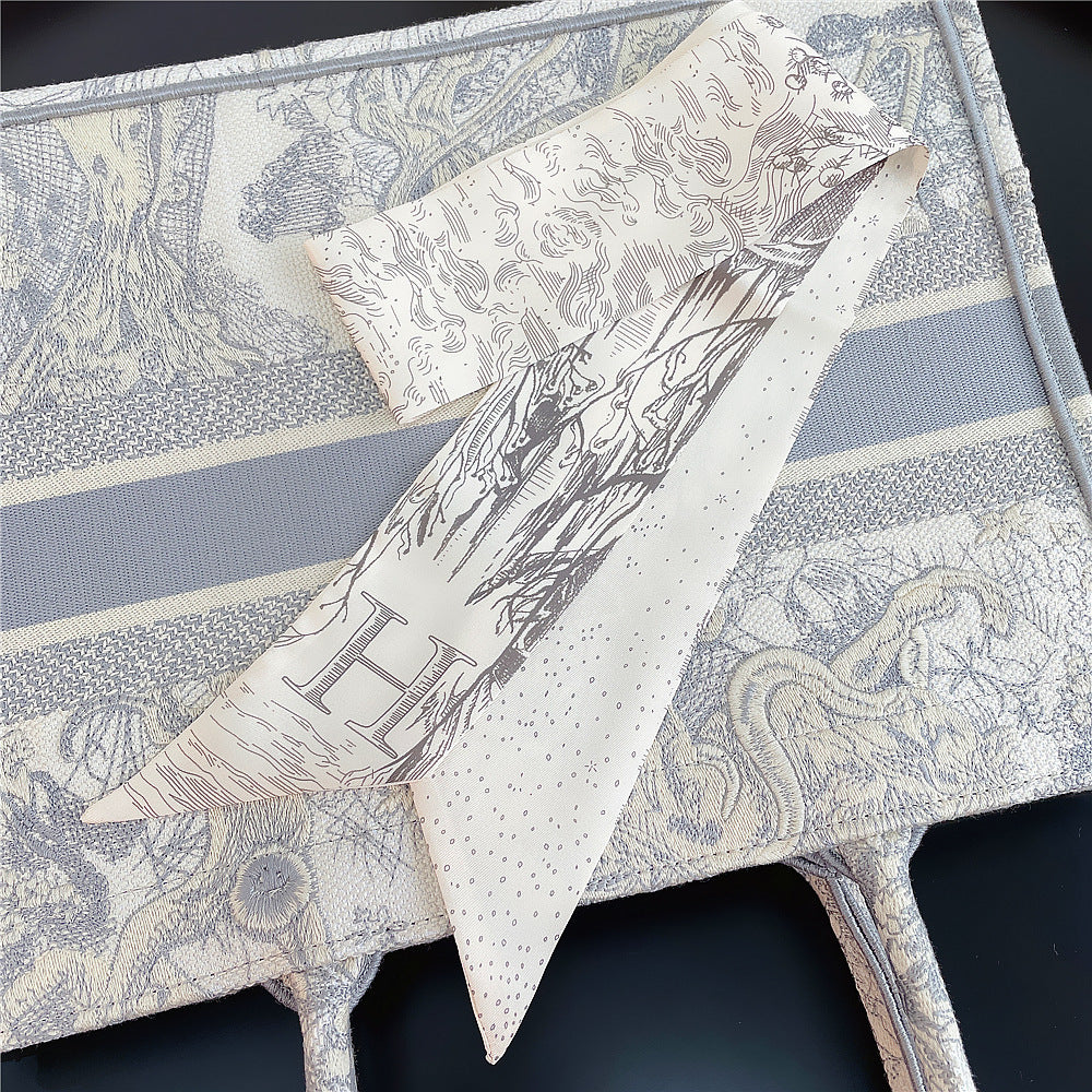 26 Letters Retro Ethnic Bag Silk Scarf
