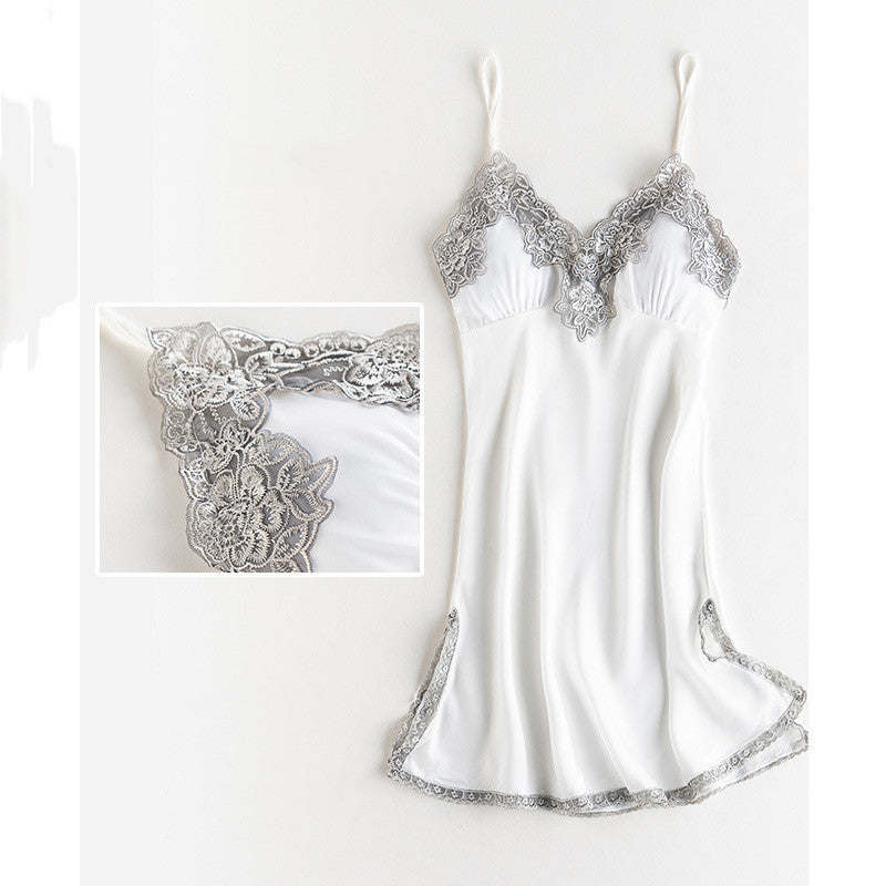 Ice Silk Thin Sling Nightdress Nightgown Five-piece Home Service