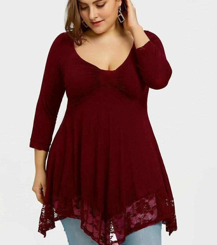 Loose Milk Silk Women's Lace Stitching Dress