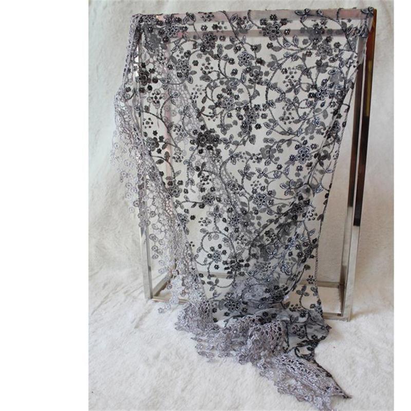 Fashion Hollow Lace Rose Burnt Triangle Silk Scarf