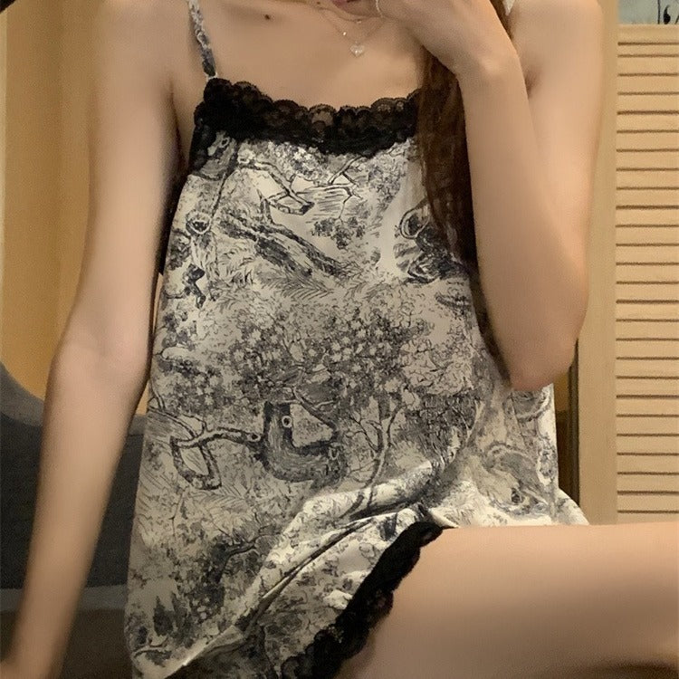 Women's Summer Ice Silk Vest Shorts Pajamas Suit