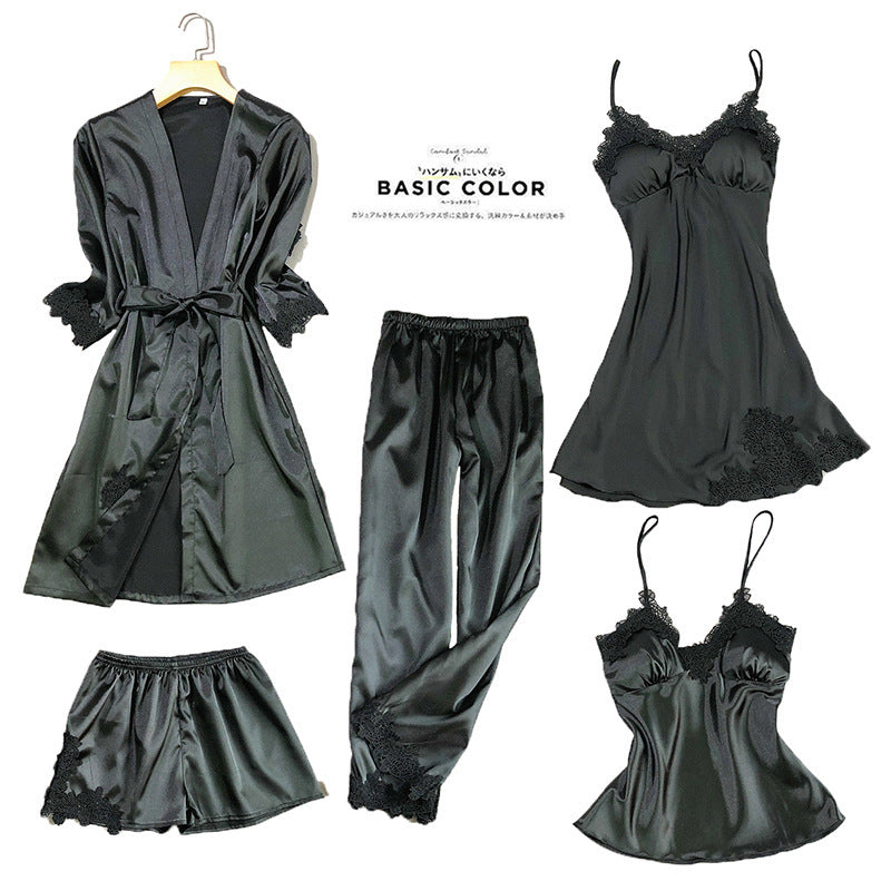 Women's Imitated Silk Pajamas Suit