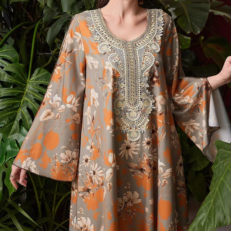 Desert Bloom Embroidered Maxi