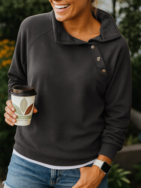 AsymEase Button Collar Sweatshirt