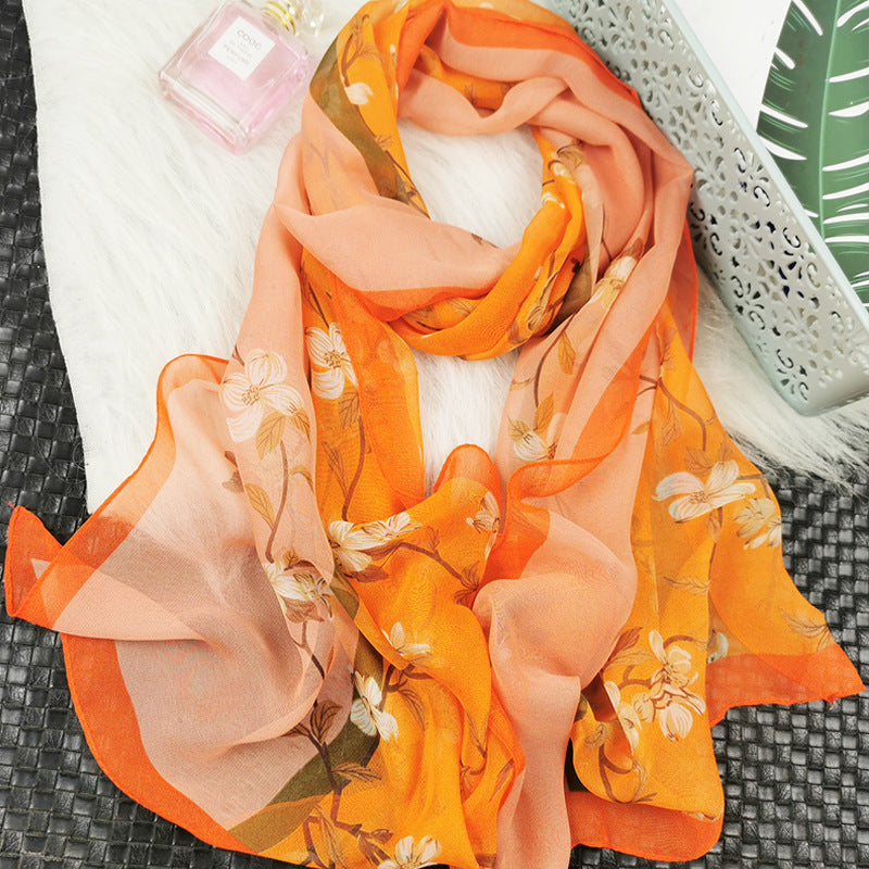 Summer Women's Sunscreen Long Silk Scarf