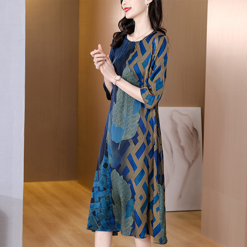 Middle-aged Women's Silk DressMom