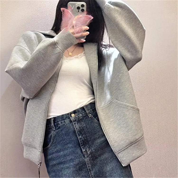 GrayEase Zipper Cotton Sweater