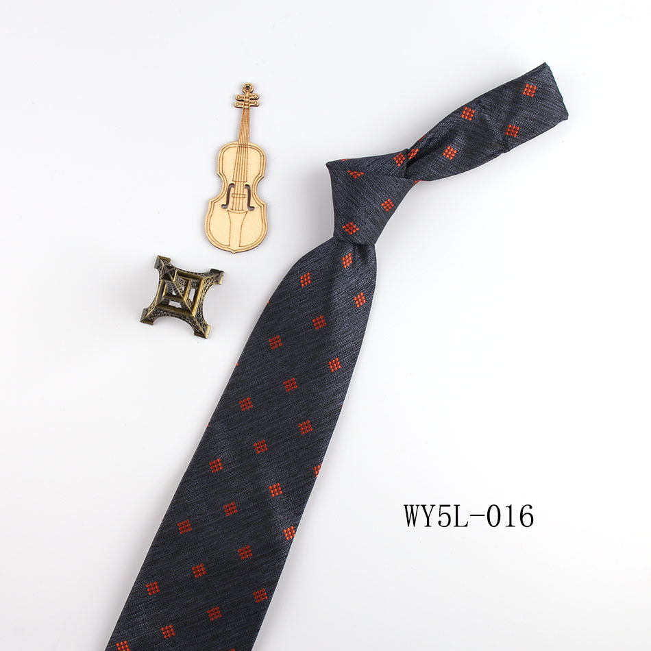 Business Clothing Tie Factory Wholesale Men's Trendy Striped Jacquard Polyester Silk Tie Work Workplace Amazon
