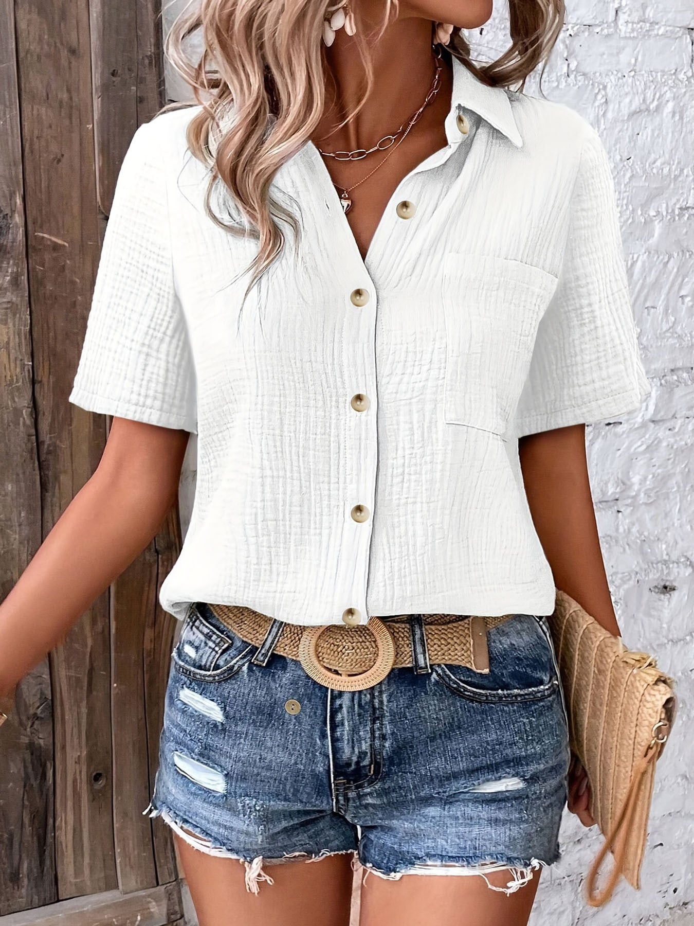 Lunaria Vibe Button Blouse