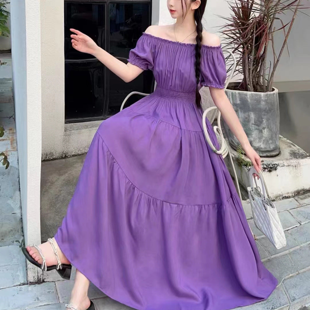 Off-neck Cotton Silk French Dress