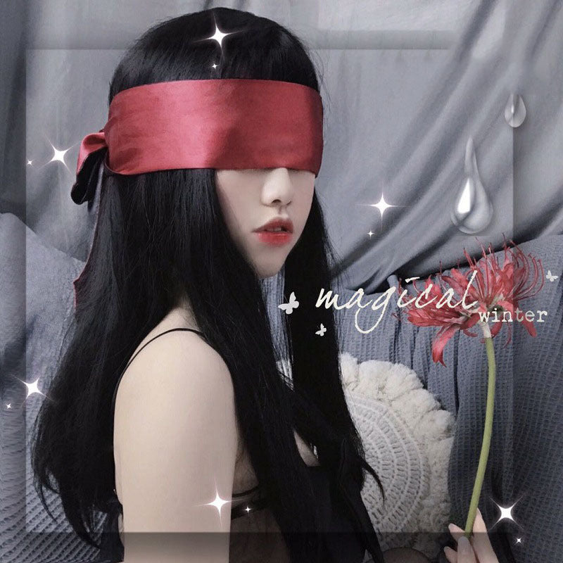 Black and red silk eye mask