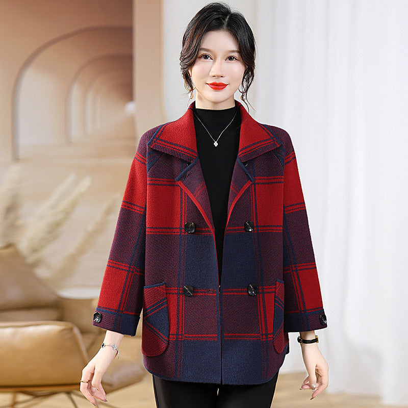 Checks & Charm Knitted Cardigan Coat