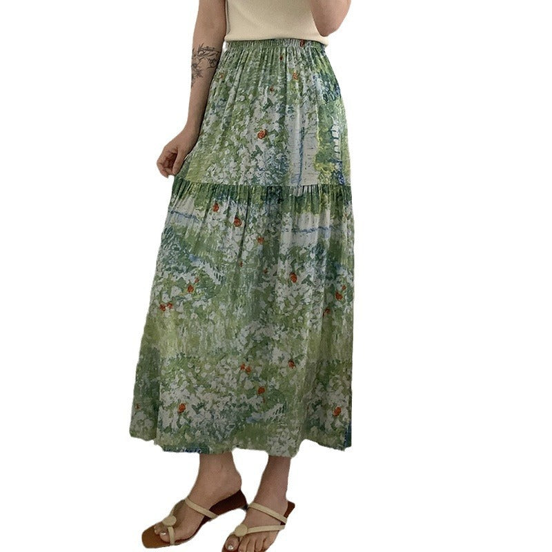 Women's Fashion Elegant Floral Cotton Silk Home Dress