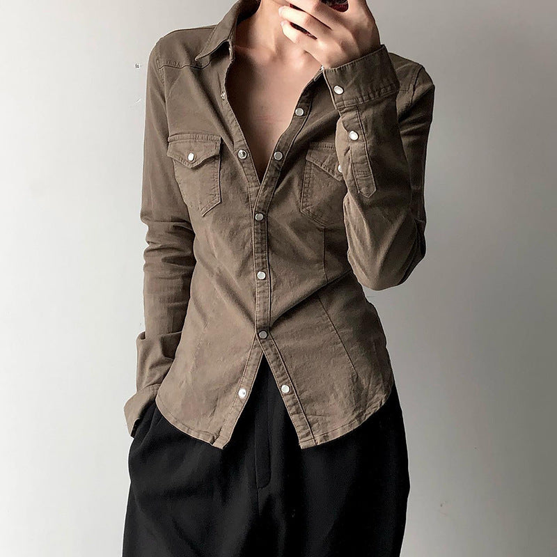 IndigoGrace™ Pleated Denim Shirt