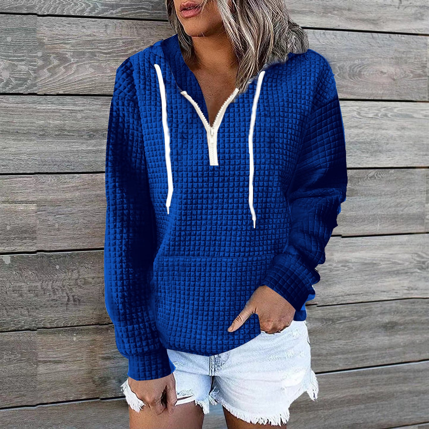 CozyWaffle Knit Hoodie Coat