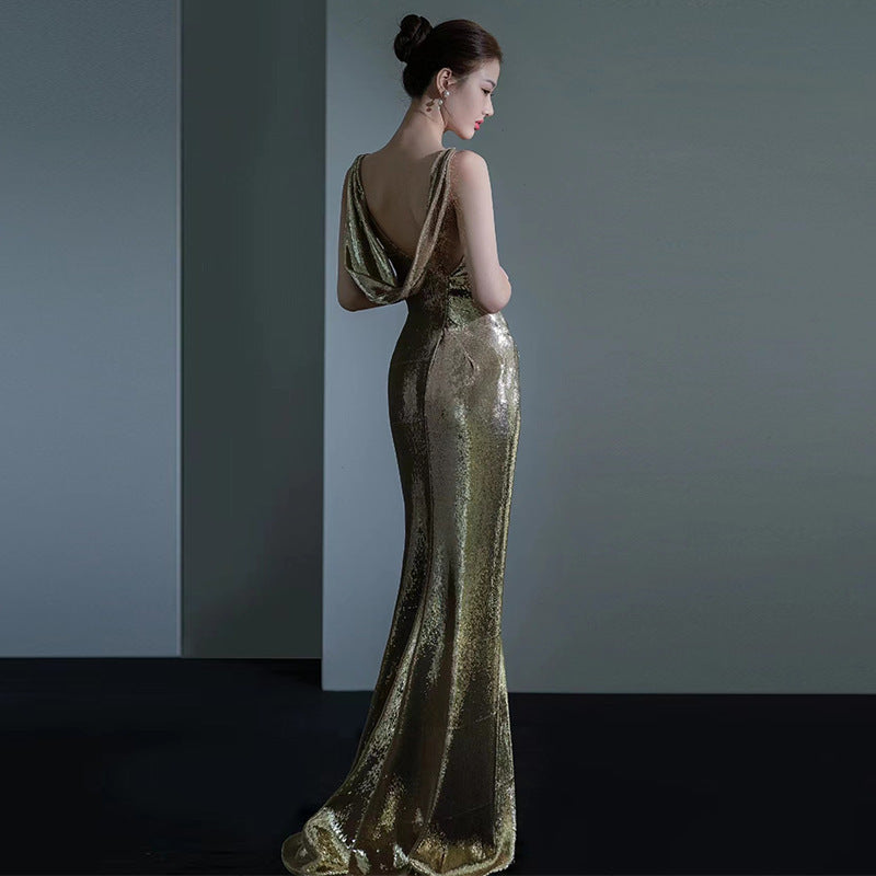 Siren Dusk – Sequin Backless Fishtail Gown