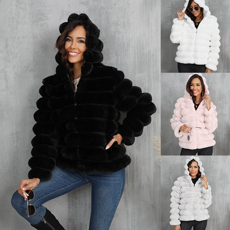 FauxFur Stride Hooded Jacket