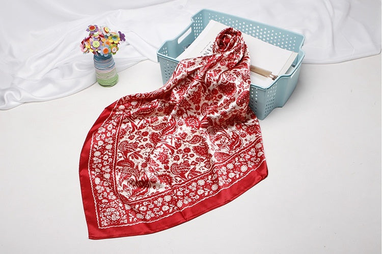 Artificial Silk Small Square Towel Chinese Style
