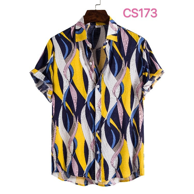 Style Silk Cotton Short-sleeved Lapel Shirt