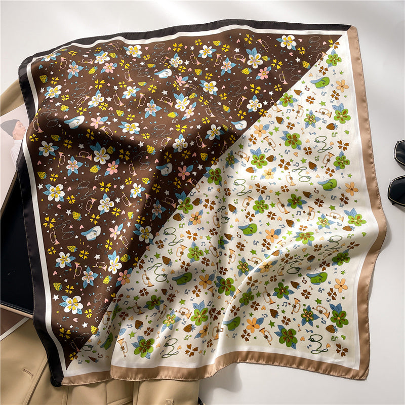 Silk Square Scarf Women's Neck Warmer Women's Hair Band