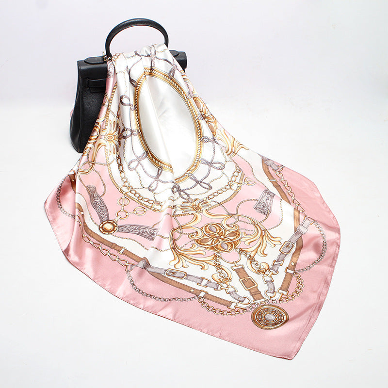 Fashion Retro Women's Printed Silk Square Scarf