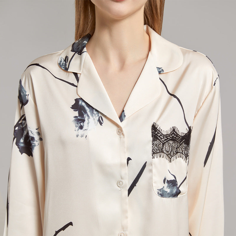Women's Fashion Indoor Cool Feeling Ice Silk Pajamas Set